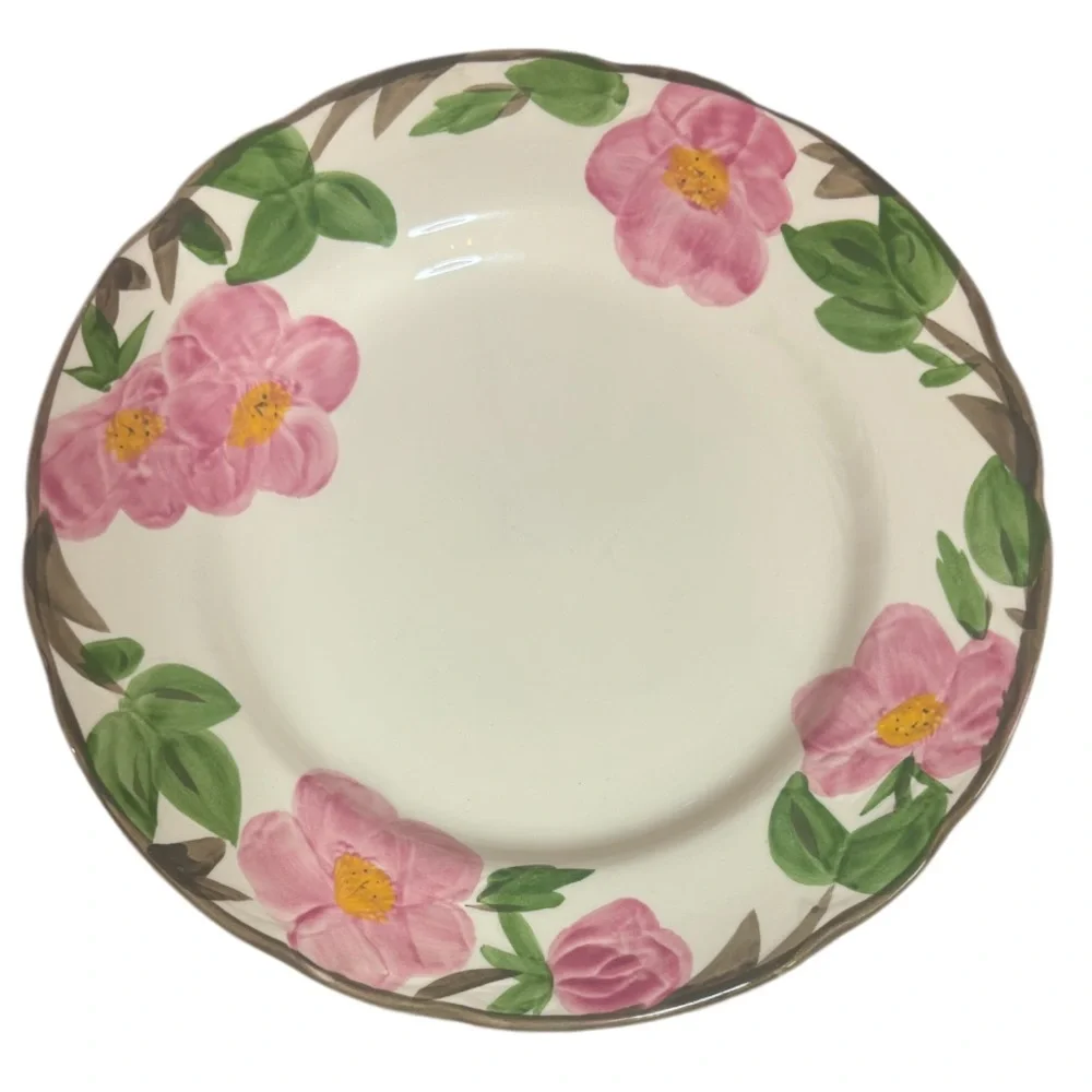 Franciscan Rose Large Dinner Plate 4 Pc Set Made England Hand Painted Cream Pink